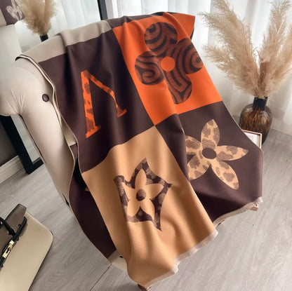 New Luxury Women Floral Cashmere Touch Flower Scarf - Warm Fringe Pashmina Shawl Bufanda UK