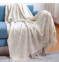 Knitted Throw Blanket for Beds Sofa with Tassel Gray Blue Solid Textured Plaid Sofa Cover Nordic Home soft Nap Custom Blanket Home Beddings