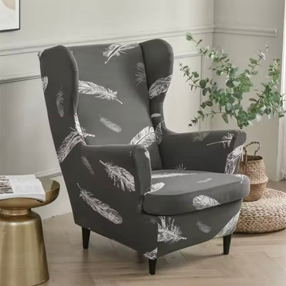 Leaves Wing Chair Cover Stretch Spandex Armchair Covers Nordic Ottoman Cover Removable Sofa Slipcovers With Seat Cushion Covers Home Beddings