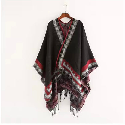 New cashmere pashmina wool scarf split thickened autumn and winter shawl Women cape UK