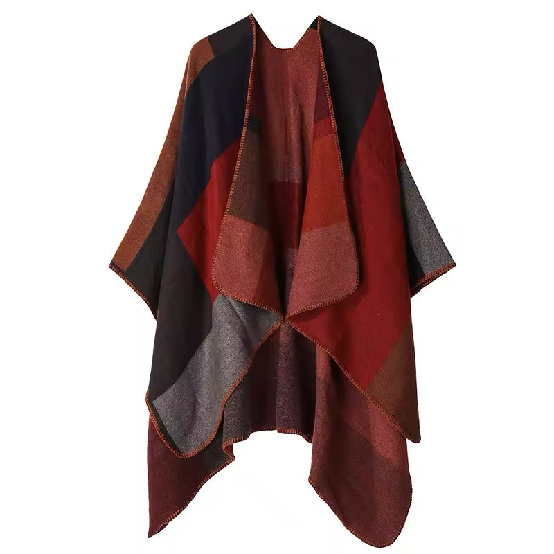 New cashmere pashmina wool scarf split thickened autumn and winter shawl Women cape UK