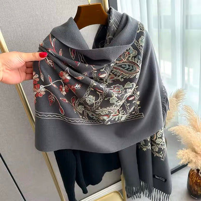 New Women Embroidered Scarf Elegant and Versatile for Women Floral Long Scarves Echarpe Shawl Large Wrap UK