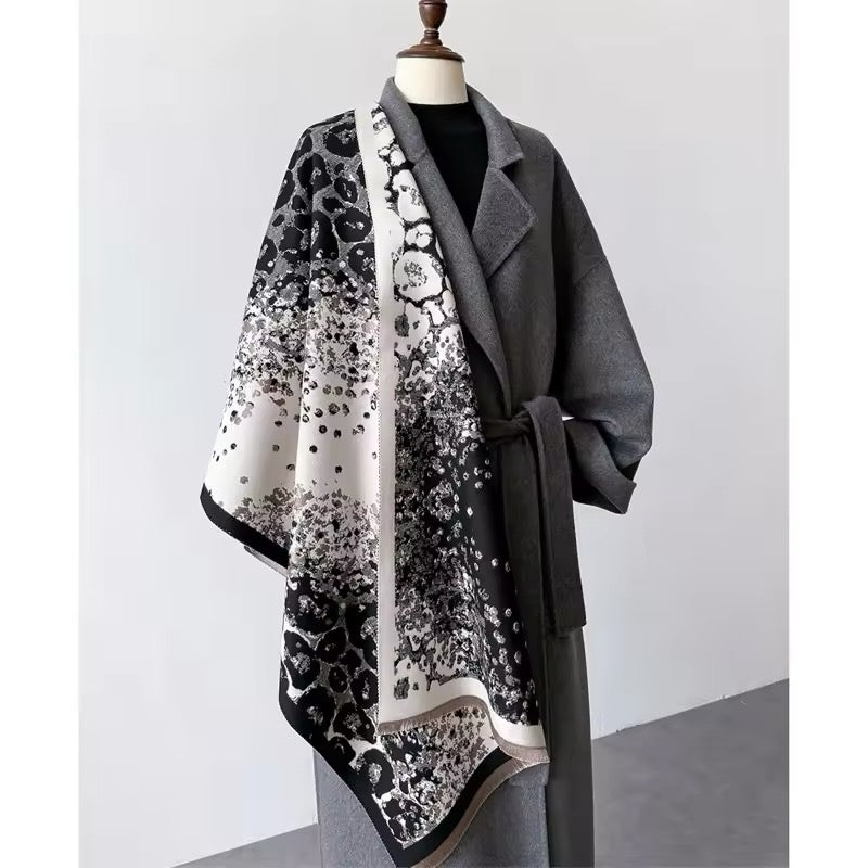 New Scarf Leopard Print Scarf Thickened Animal Print Warm Cashmere Double Sided Scarves Luxury Pashmina Viscose Wool Fashion Shawl Women Allure UK