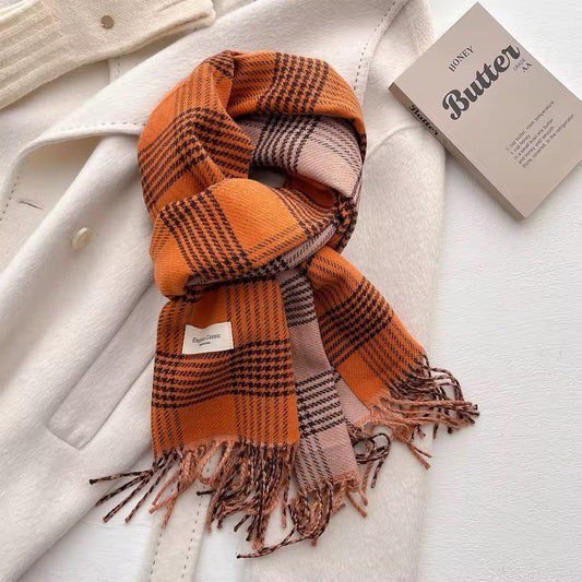 New Women Checked Pattern Cashmere Touch Scarf - Warm Fringe Pashmina Male Shawl Bufanda UK