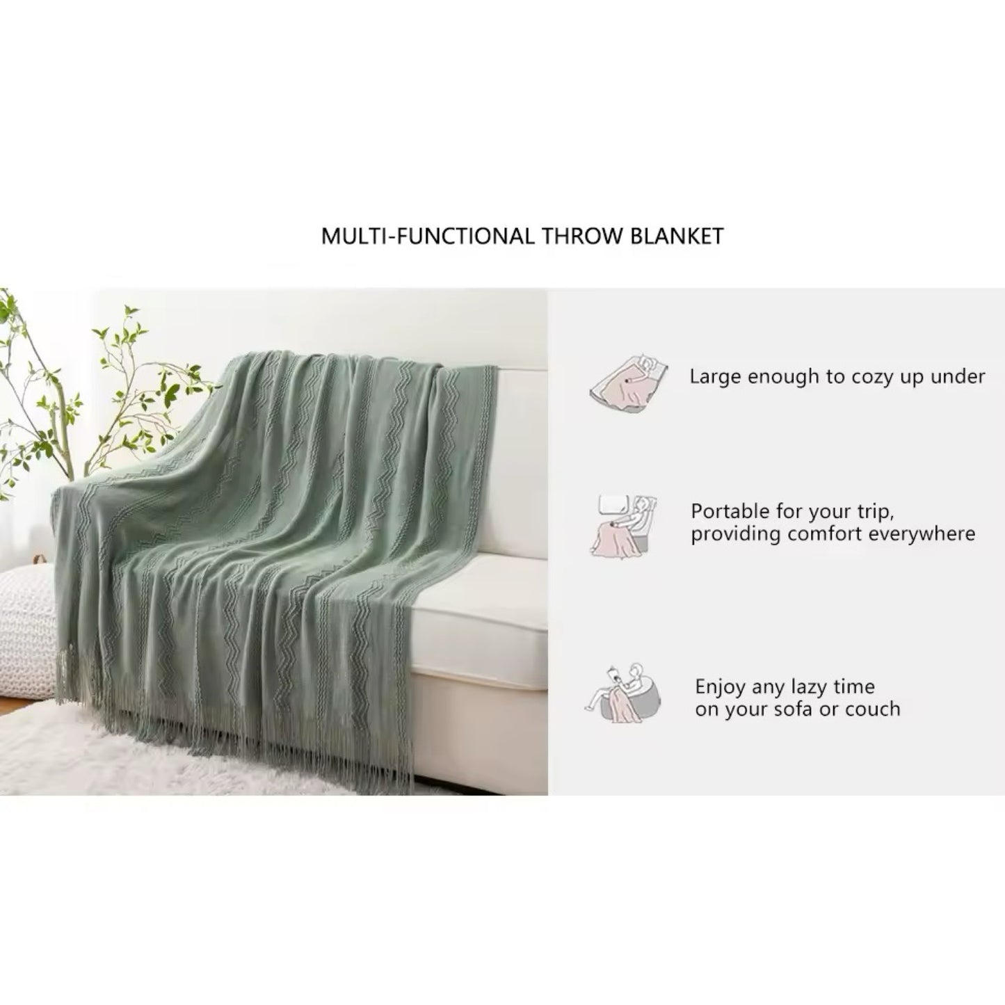 Battilo Christmas Plaid Throw Blanket for Bed Knit Throws With Tassel Sofa Blankets Green Lightweight Knitted Blanket Home Beddings