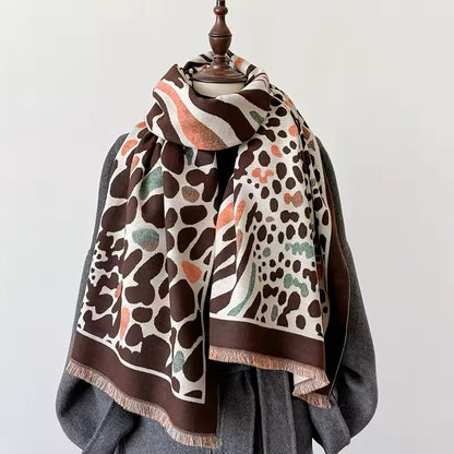 New Scarf Tiger and Leopard Print Scarf Thickened Animal Print Warm Cashmere Double Sided Scarves Luxury Pashmina Viscose Wool Fashion Shawl Women Allure UK