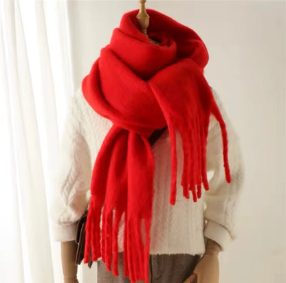 New Women Woollen Cashmere Touch Scarf for Women - Warm Fringe Pashmina Shawl Bufanda UK