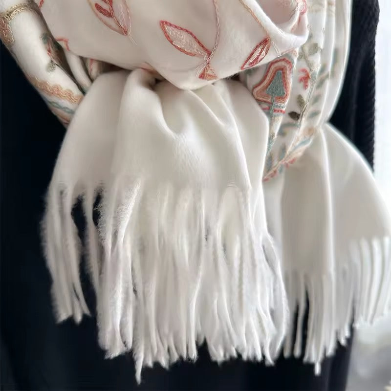 New Women Embroidered Scarf Elegant and Versatile for Women Floral Long Scarves Echarpe Shawl Large Wrap UK